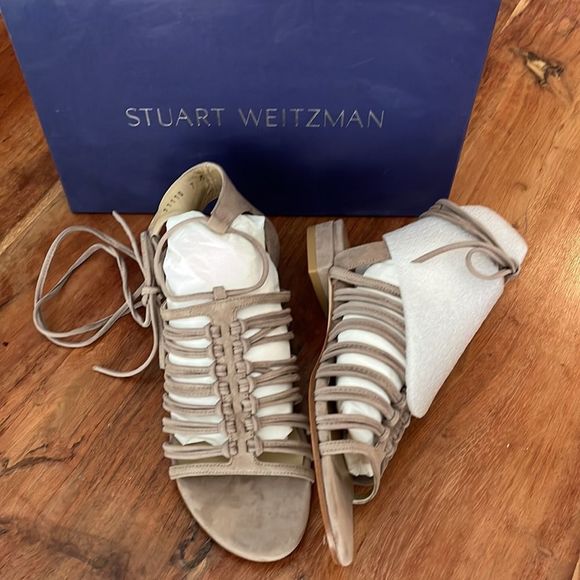 Stuart Weitzman Brown Suede Strappy Sandals, Size 7 - Picture 2 of 6